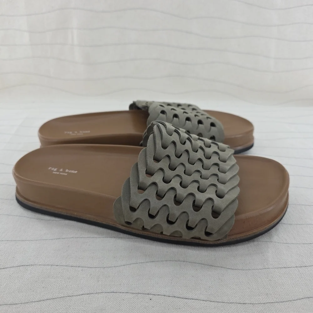 Rag & Bone New York Womens Bailey Slide Sandals Nubuck Leather Shoes Size 8?